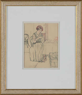 Митрохин Дмитрий Исидорович. За шитьем. Портрет А.Я. Брускетти